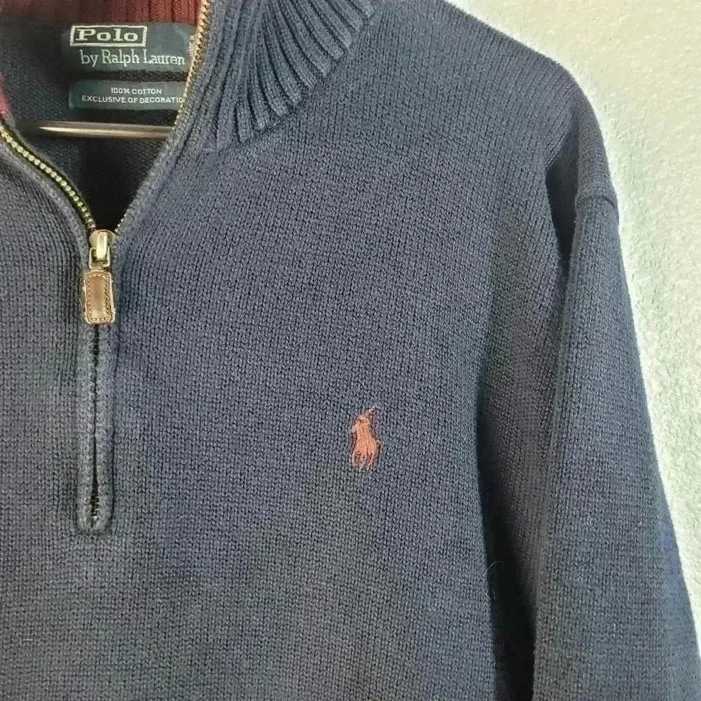 Vintage Polo By Ralph Lauren Exclusive Of Decoration Mock Neck Blue 1/4 Zip XL